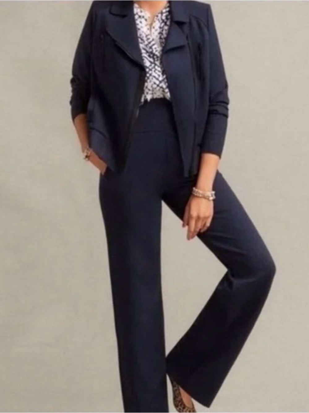 CAbi Navy Wide-Leg Pull-On Pants “Chance”